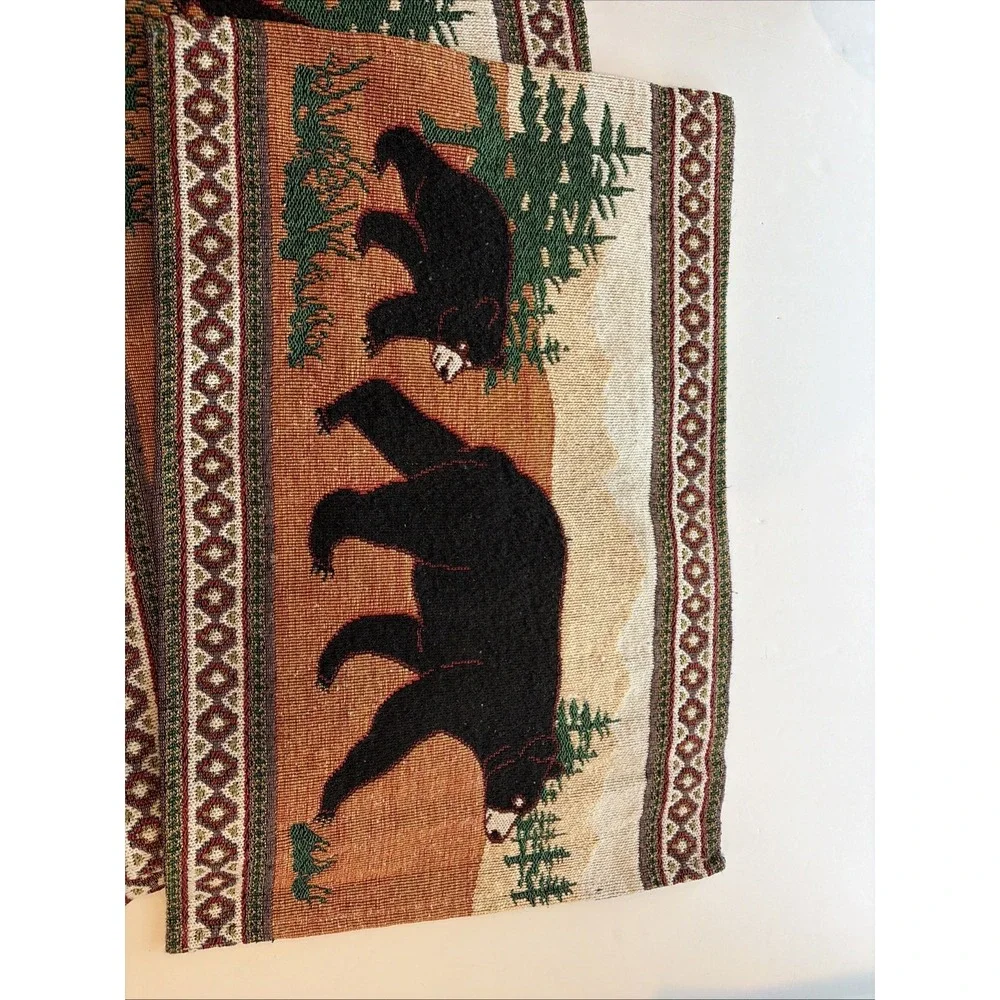 Kinara Black Bear Placemats Set 4 Woven Southwestern Native American 12x19